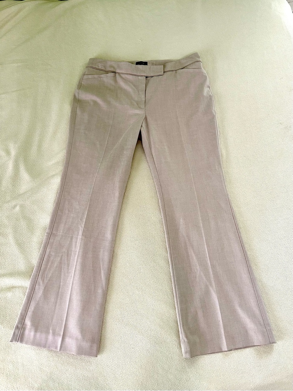White House Black Market The Slim Flare Dress Pants Taupe Beige Petite 14P